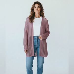 Falconeri Mesh Open Knit Metallic Pink Cardigan Luxury Designer Women's M